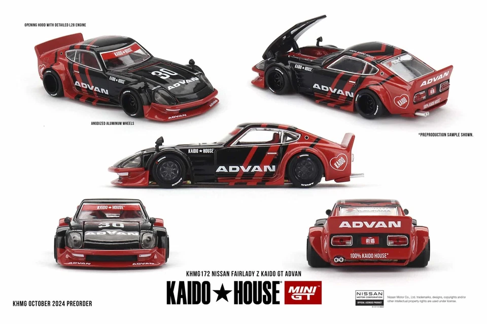 Mini GT KHMG172 Kaido House Nissan Fairlady Z Kaido GT ADVAN Die Cast 1/64 - Immagine 1 di 1
