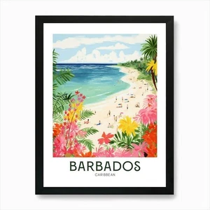 Barbados, Karibik Maximalist Reisen gerahmtes Wandbild Poster Leinwanddruck Bild - Bild 1 von 4