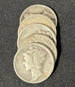Lot 5: Mercury Dimes 90% Silber US Münzen 1940-1945 - Bild 1 von 2