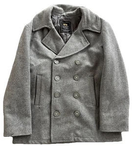 Alpha Industries Ensign Peacoat grau Wolle zweireihig Knopf Damen Größe XXL - Bild 1 von 6