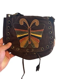 MARY KATE ASHLEY purse floral BOHO BAG CLUTCH Embroidery Faded storage Butterfly - Picture 1 of 4
