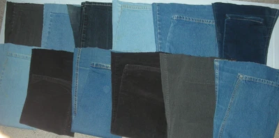 DENIM AZUL JEAN RESTOS 12 PANELES DE PATAS DOBLE CARA MANUALIDADES COSTURA HÁGALO USTED MISMO Foto 1 de 3