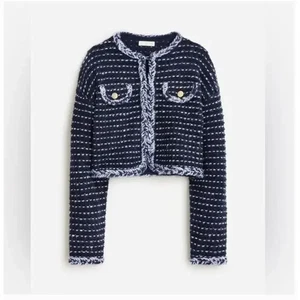 J. Crew Marled Yarn Women's Navy Blue Jacket Sweater Size XL  #BV394 - Picture 1 of 7