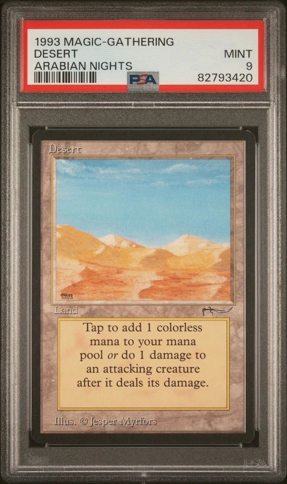 Desert (Mirage / Campfire) - Arabian Nights - MINT - PSA 9. See MTG in Store.  - Image 1 of 2