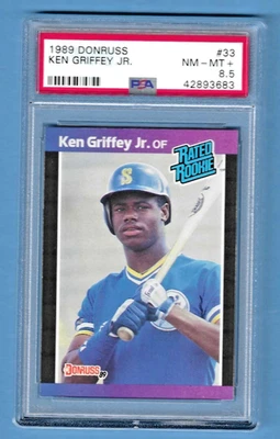 1989 Donruss Ken Griffey Jr. Mariners #33 Rookie PSA 8.5 #42893683 HOF 2016 - Image 1 of 2