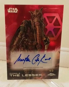 2025 Topps Chrome Star Wars Poggle The Lesser RED Auto 4/5, Marton Csokas - Picture 1 of 2
