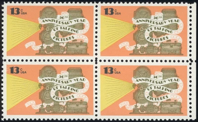 1977 13¢ 50th Anniversary Year Of Talking Pictures Block Of 4 (Scott # 1727) MNH - Image 1 of 2