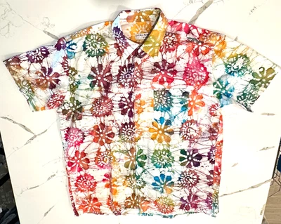 Mens Short Sleeve Button Up Georg Roth of Germany Batik Style Shirt Size XL - Image 1 of 3