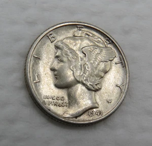 1941 P Mercury Dime - Stempelglanz - schöner Glanz - 90% Silber 10 Cent US Münze - Bild 1 von 8