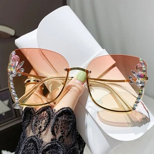 Bling Rhinestone Square Frame Retro Women Ladies UV400 Shades Sunglasses Eyewear - Picture 1 of 21