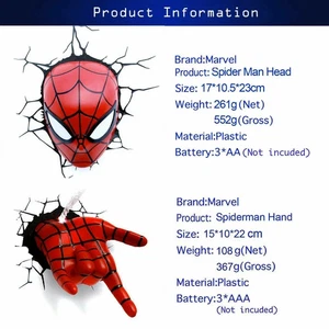 sale Marvel Avengers Spider Man Mask Head Face + Hand 3D Deco Night Light Wall - Picture 1 of 5