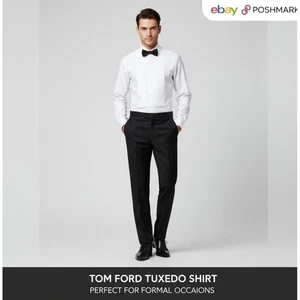 Camisa de esmoquin formal blanca Tom Ford para hombre - Talla: 161/2 - Suiza 100 % algodón - Imagen 1 de 9