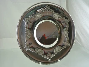 BANDEJA DE LLANTA ENROLLADA GUIRNALDA DE FLORES GADROON DE INTERNATIONAL SILVER CO. - Imagen 1 de 6
