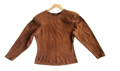 Danier leather vintage suede Blouse   top blouse shoulder ots puff sleeve - Image 1 of 4