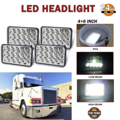 4X LED Headlights Fit Freightliner FLD120 FLD112 4x6'' Light Hi/Lo Sealed Beam - Image 1 of 4