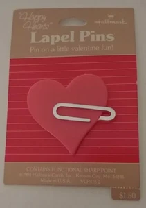 Vintage Punze PIN Valentinstag ❤️ Herz mit Büroklammer 1984 - Bild 1 von 1