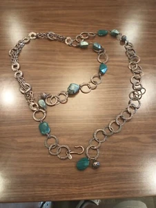 Chicos Chain Belt Blue Green Beads - Picture 1 of 3