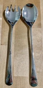 JUEGO DE CUCHARA Y TENEDOR PARA SERVIR ENSALADA PLATO PLATA ZINC ITALIA VINTAGE A EP - 9 3/8" - Imagen 1 de 6