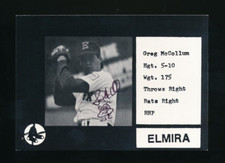 1987 Cain Elmira Pioneers black Greg McCollum #23 signed auto autograph large