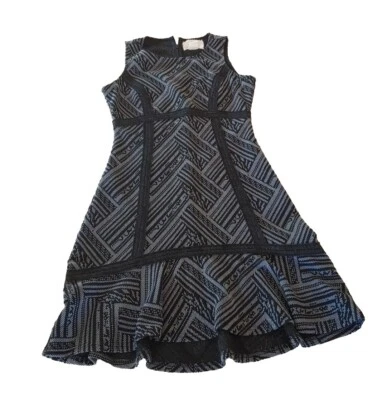 Vestido Suéter Tabitha Anthropologie Ajuste y Acampanado Sin Mangas Tejido Negro Gris Talla 2 Foto 1 de 4