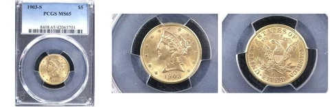 1903-S $5 MS65 PCGS-PQ-Liberty Head Half  Eagle Cover