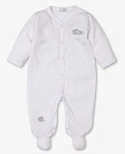 Kissy Kissy Baby Snap Footie Peru Pima Cotton Sheep Scramble Gray Dot 0-3 Months - Picture 1 of 3