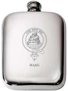Haig Scottish Clan Crest Name Zinn Flachmann 6oz - Bild 1 von 6