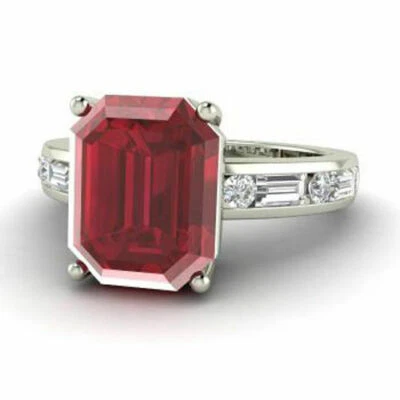 Ruby Emerald 2.35 CT Shape Gemstone & White CZ Engagement Unique 935 Silver Ring - Image 1 of 4