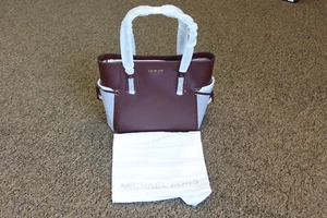 New Michael Kors Voyager Crossgrain Leather Tote Bag - Barolo - # 30H7GV6T9L - Picture 1 of 13