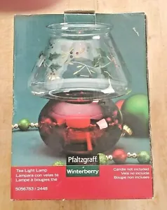Pfaltzgraff Winterberry Glass Tea Light Candle Lamp Christmas Decor NIB - Picture 1 of 5