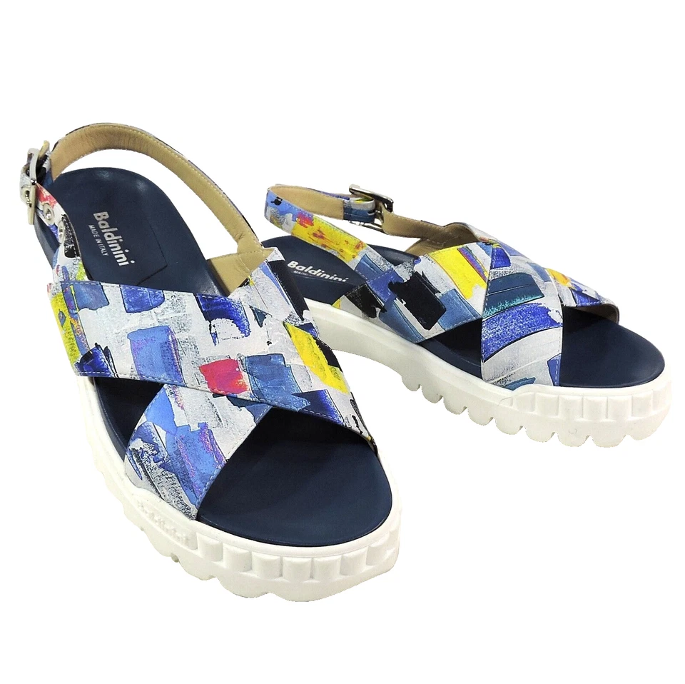 SANDALIAS BALDININI 🇮🇹 MUJER CUERO MULTICOLOR VERANO PLANAS CONFORT Foto 1 de 4