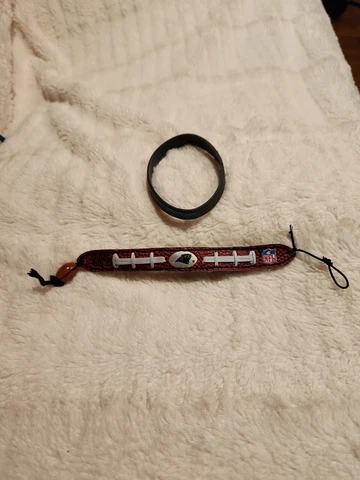 Carolina Panthers Football Bracelet w/ Bonus Silicon Bracelet- Both Youth Size Cover