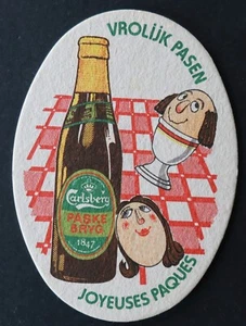 Sous-bock bière CARLSBERG Vrolijk pasen Joyeuses Pâques coaster 1 - Picture 1 of 2