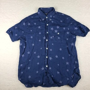 Polo Ralph Lauren Shirt Mens Large Navy Blue Classic Fit Hawaiian Button Up - Picture 1 of 9
