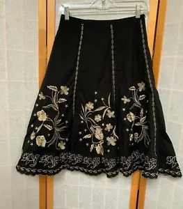 XX3 Skirt ~Women's ~Size XS ~Fully Lined 100% Cotton Black/Gold Embroidery - Picture 1 of 8