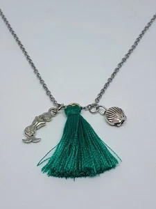 Teal Mermaid Tassle charm Necklace Shell, Pendants And Necklaces Handmade - Picture 1 of 6