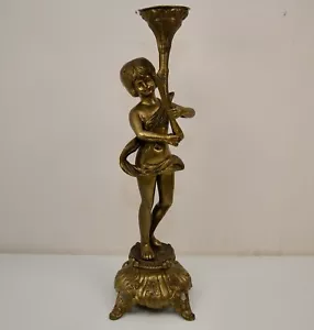Candelabro XL candelabro de figuras de latón 1-fl putte putto ángel H:54 cm vintage - Imagen 1 de 10