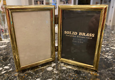 Vintage Bi-fold Solid Brass Metal Double Hinged 3.5" X 5" Picture Frame