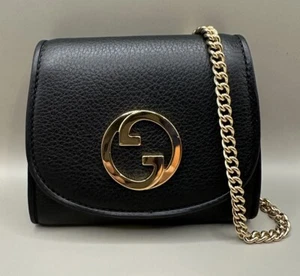 Gucci Blondie Medium Chain Wallet / Purse Black Crossbody Authentic - Picture 1 of 14