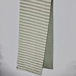 Han Feng 2 ply Silk Scarf  Green Stripe Green Check  59"x10.5" Gift Stylish Soft - Picture 1 of 3