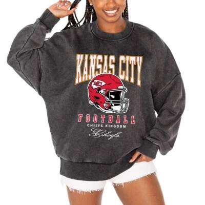 Sudadera Kansas City Chiefs NFL Para Mujer Negra De Colección Lavada De Gran Tamaño Nueva Con Etiquetas Foto 1 de 4