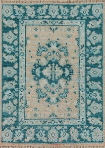 Vegetable Dye Pfirsich/Grün Oushak Akzent Teppich 2'x3' Wolle Handgeknüpft Türkischer Teppich - Bild 1 von 12