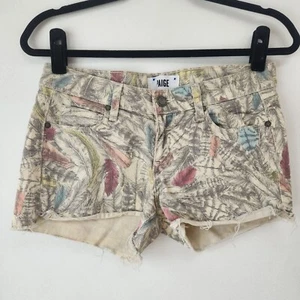Paige x Liberty London Fabric Feather Beige Denim Cutoff Jean Shorts Women's 26 - Picture 1 of 10