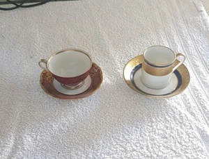 2 tazze moka sfarzose Reichenbach - vero cobalto made in GDR "ornamenti d'oro "  - Foto 1 di 6