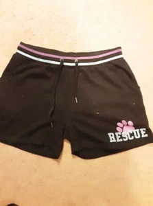Women Animal Rescue Site Black Shorts with Purple Rescue Paw Print size Large - Picture 1 of 1