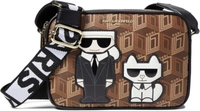 Bandolera Karl Lagerfeld Paris Maybelle marrón con logotipo talla mediana precio de venta sugerido por el fabricante 178 USD nueva con etiquetas Foto 1 de 4