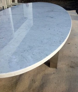 Tischplatte Natursteinplatte Steinplatte Marmor weiss oval Carrara Marmorplatte - Bild 1 von 12