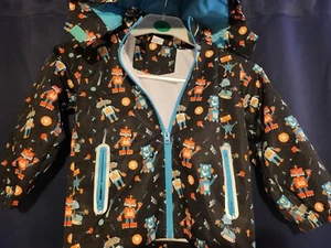 LAUSONS Boys Waterproof Jackets Kids Windbreaker Robots Lightweight Raincoat - Picture 1 of 6
