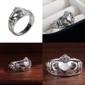 US 2er Pack Herren keltisch irisch Claddagh Edelstahl Ehering Ringgröße 7-11 - Bild 1 von 17