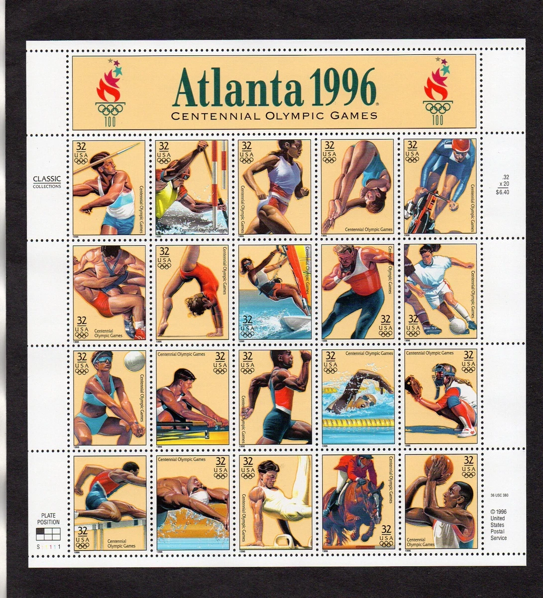 Olympics 32 Cent Denomination US Stamp Sheets for sale | eBay